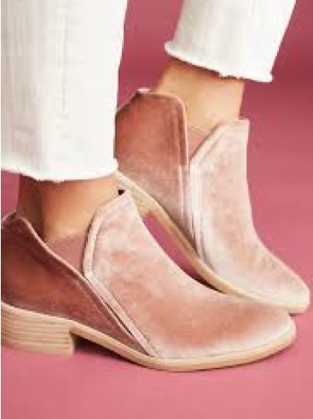 Dolce Vita Tay Blush Dusty Rose Velvet Split Ankle Booties Boots Size 9.5